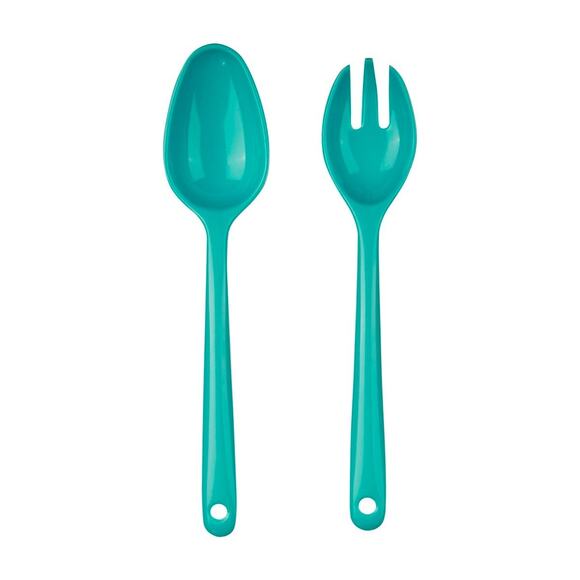 True Living Turquoise Melamine 2-Pack 9.72" Fork Spoon Utensils - Picture 1 of 4